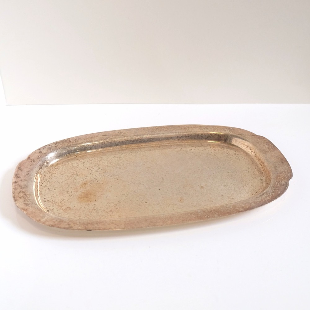 Vintage Wallace Modern Plate Oval Candy Dish Trinket Holder Minimal Silver Plate