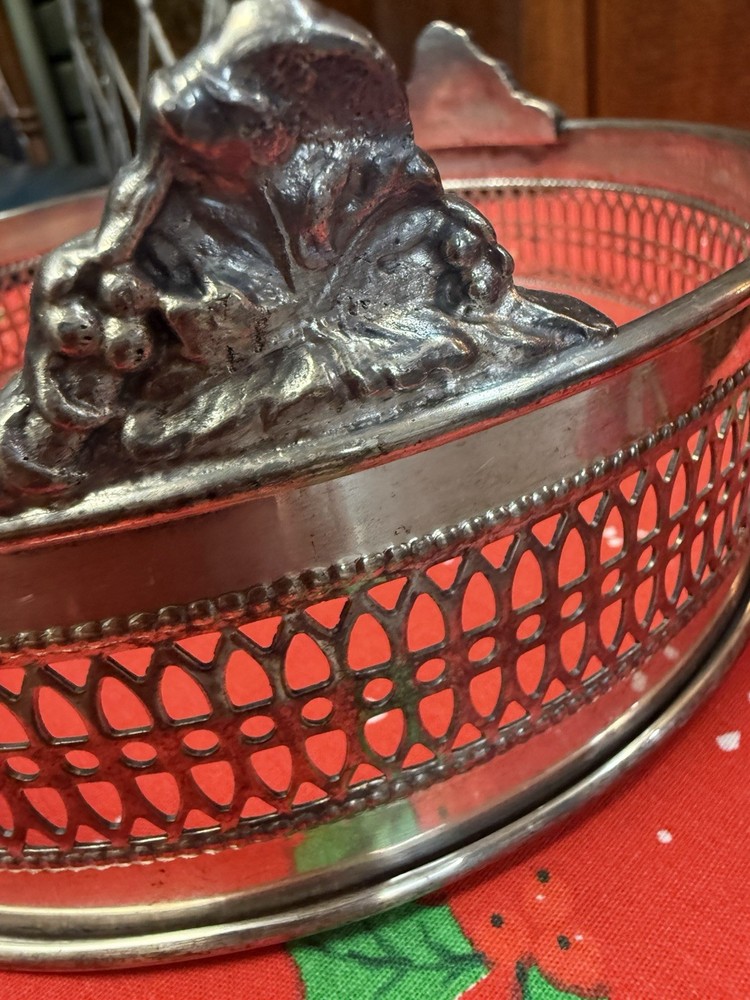 Vintage Silver Plated Footed Casserole Stand Serving Dish Holder Buffet Table