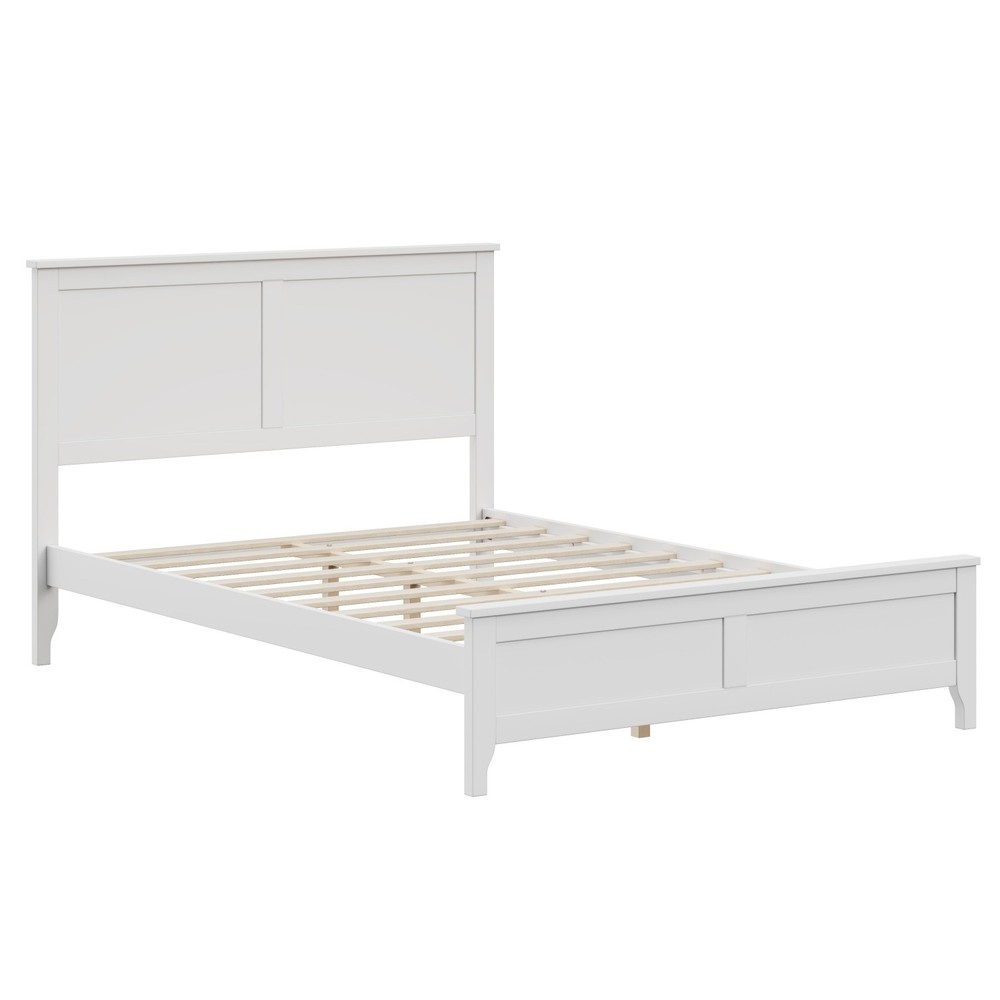 King/Full Size Platform Bed Frame Modern Wood Bedframe w/ Slats Support White
