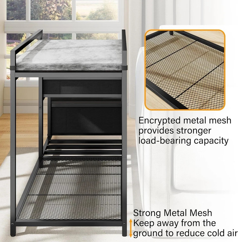 Dog Bunk Bed with Stairs & Storage Pet Bed Attaches to Human Bed Bedside