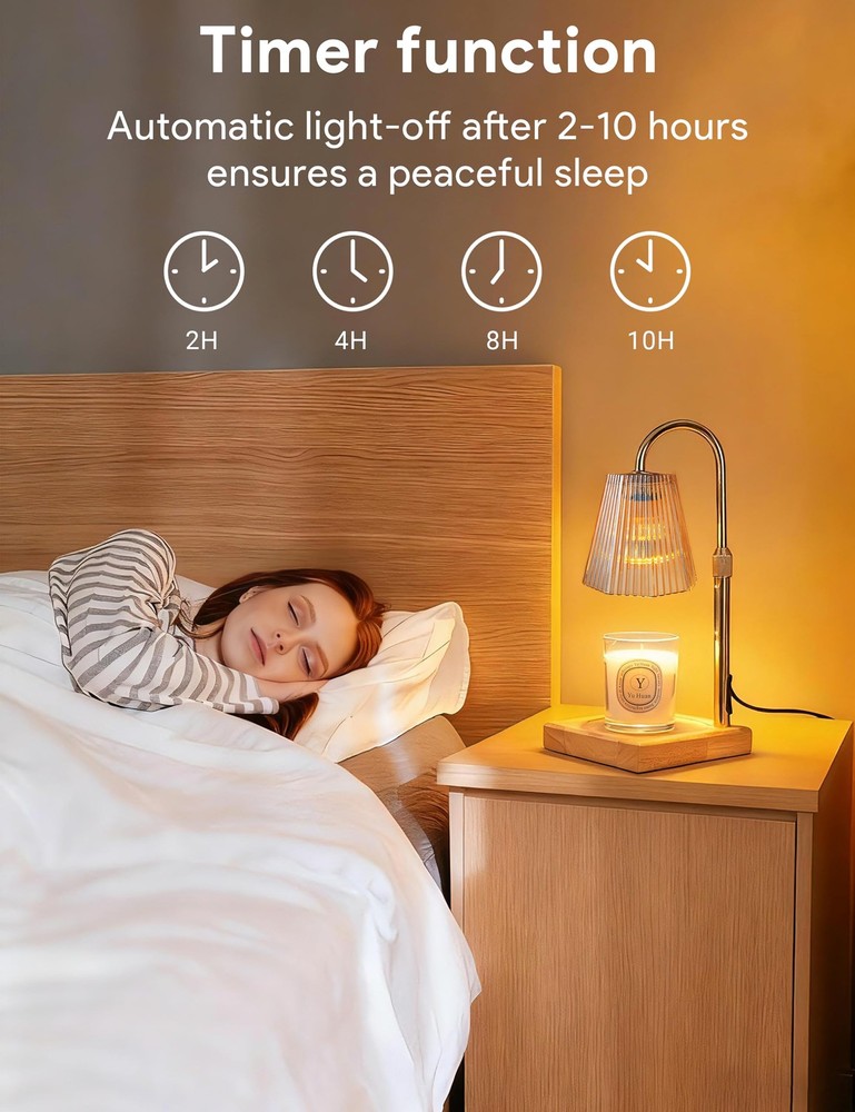 Allanmen Candle Warmer Lamp with Timer, Dimmable Adjustable Height, Gold