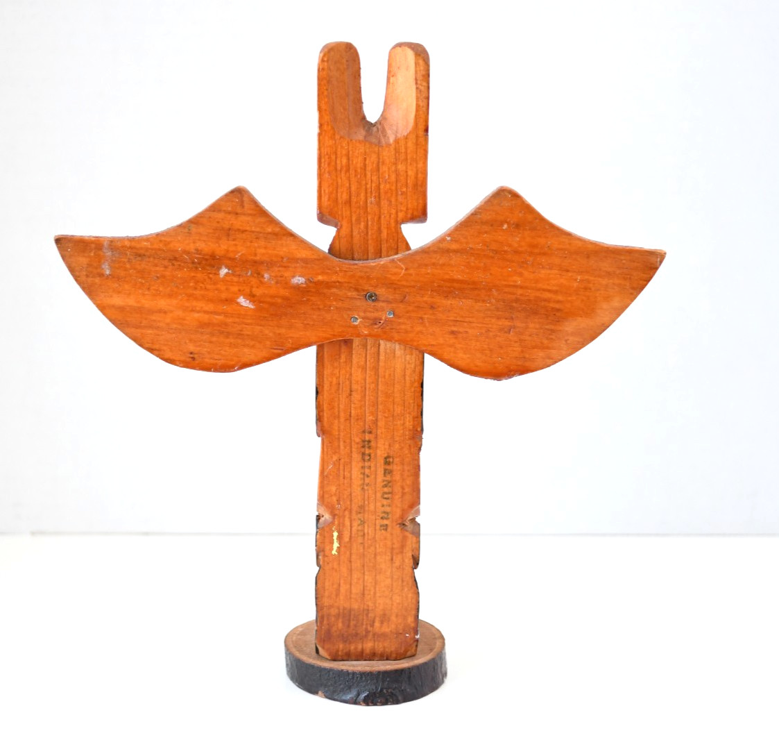 Vintage PWC Cedar Totem Pole Thunderbird and Human 1930's Perfect 8x5