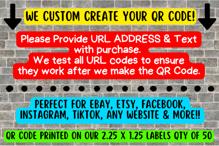50 CUSTOM PRINTED QR CODE LABELS STICKERS WATERPROOF 2.25 INCH SMALL BUSINESS