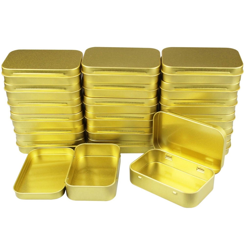 20 Pieces Rectangular Metal Empty Hinged Tins Containers Basic Necessities Ho...