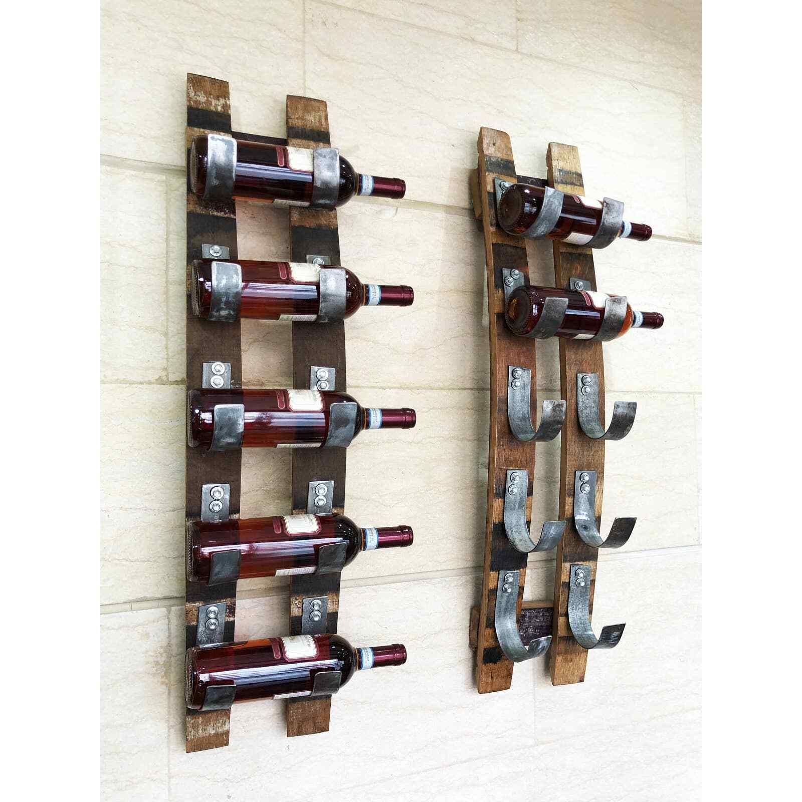 Wine Barrel Stave 5-Bottle Holder (Wine Rack - Wine Rack Wall Mount - Whiskey)