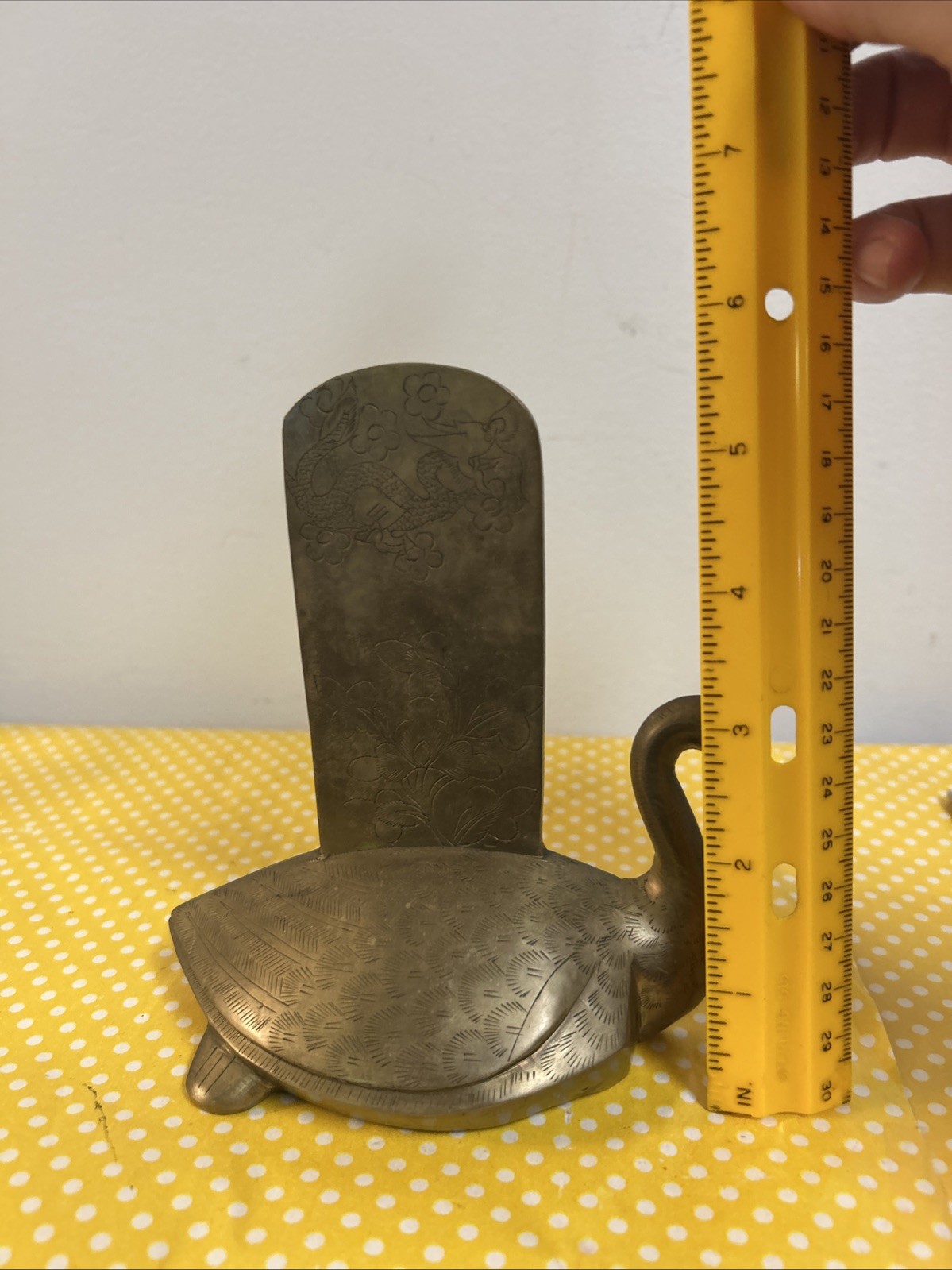 Pair Of Vintage Brass Swan Bookends Chinese Dragon Lotus Flower Carvings Heavy