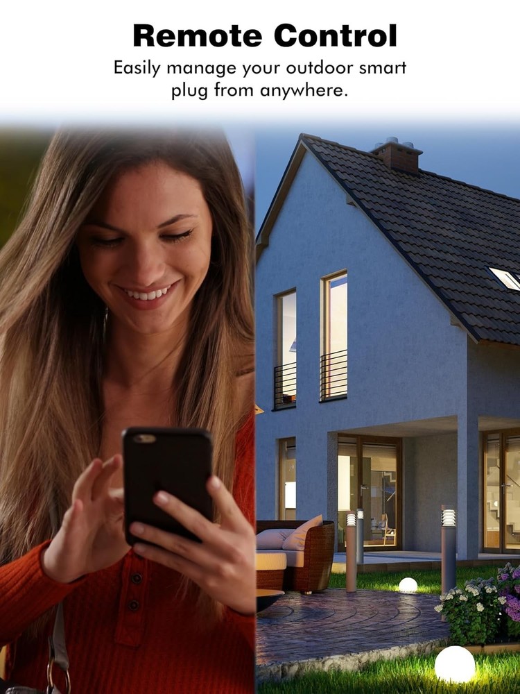 Waterproof Outdoor Smart Plug with 2 Controlled Outlets & Voice Control