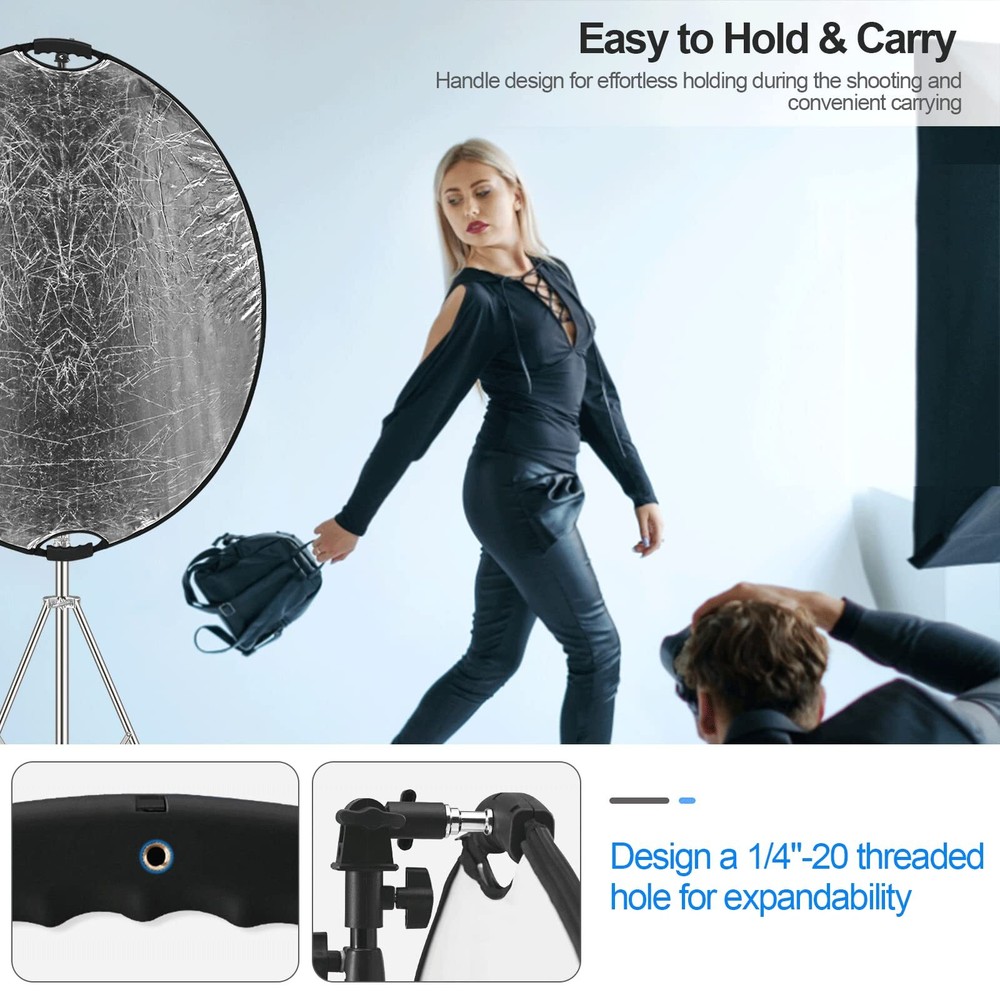 43inch/110cm Photography Light Reflector Portable Foldable 5 In 1 Diffuser Refle