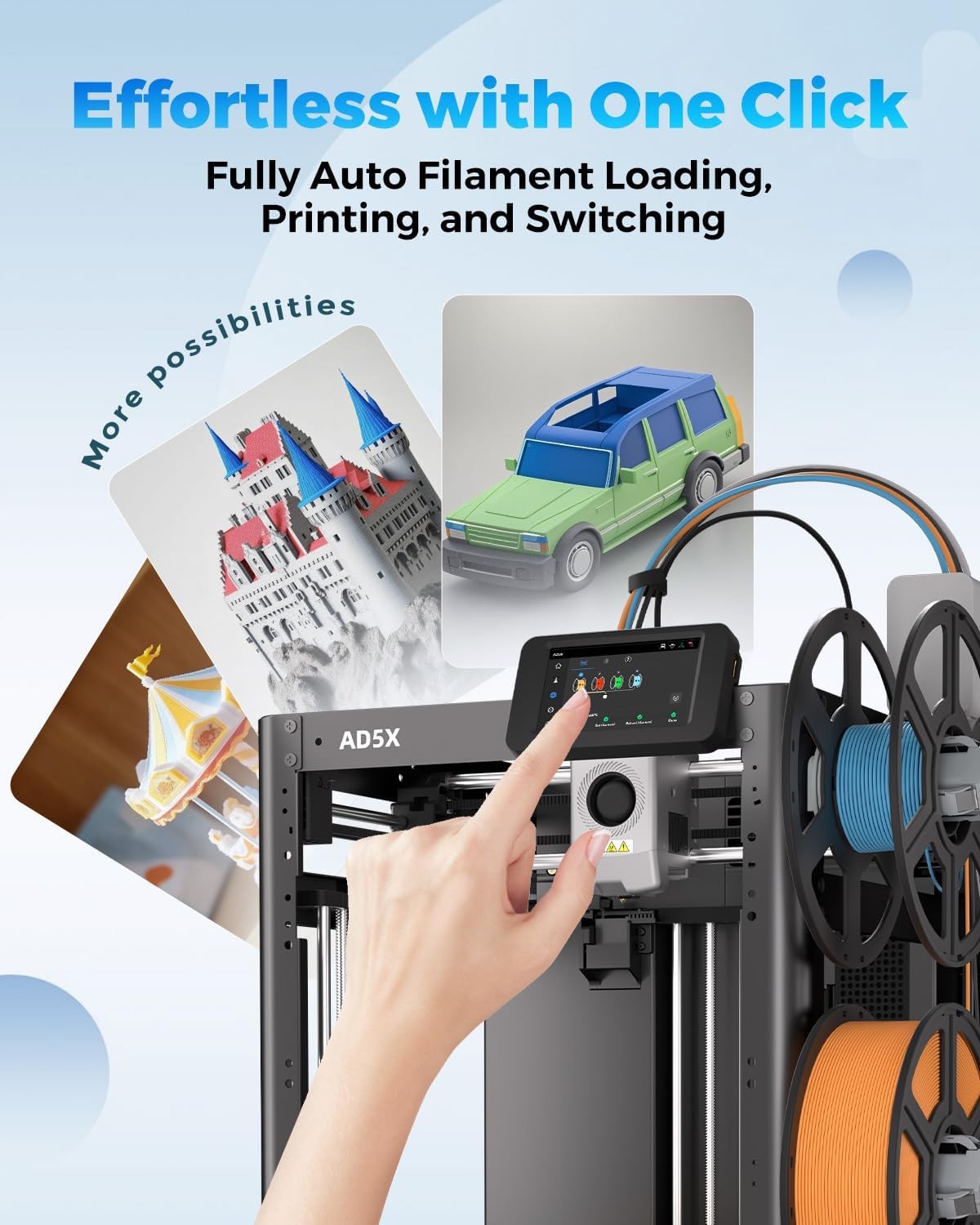 FLASHFORGE AD5X Multi-Color 3D Printer 4 Colors W/ IFS Max 600mm/s Auto Leveling