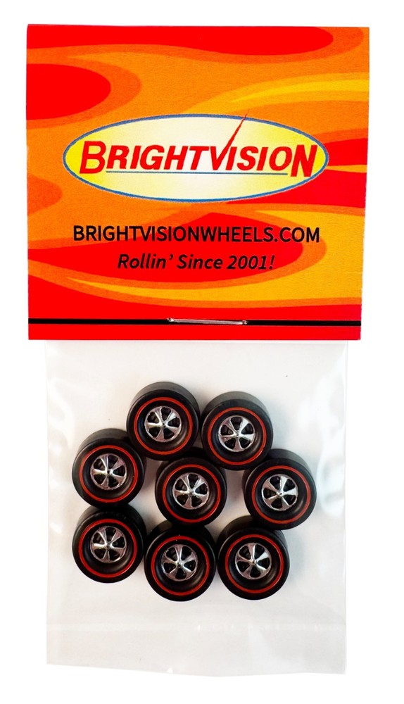 8 Brightvision Redline Wheels - 8 Large Cap Deep Dish Bright Chrome Style