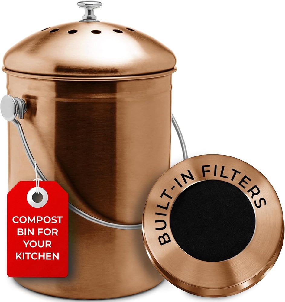 Countertop Compost Bin Kitchen | 1.3 Gallon | Odorless Composting Bin with Ca...