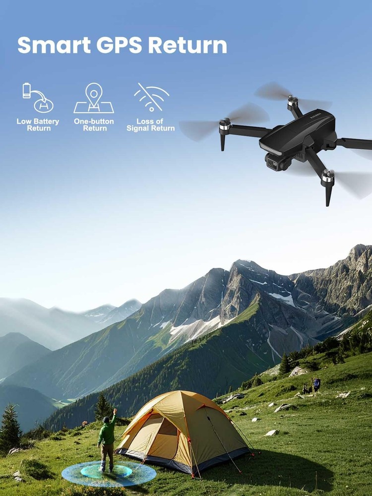 GPS Drone with Camera for Adults 4K, 5.5" Touchscreen Controller, Black