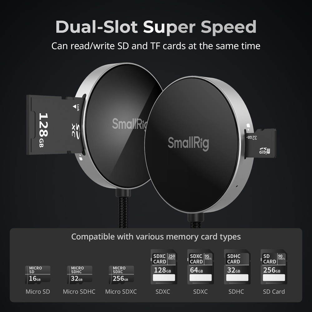 SmallRig High-Speed SD3.0 Memory Card Reader, Dual SD/TF Card Slots 4869