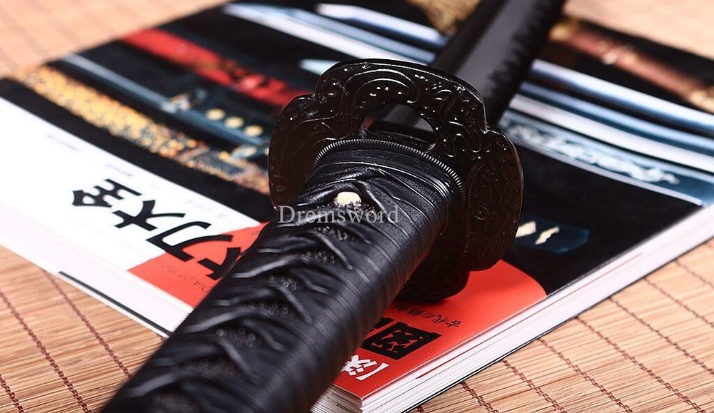 Handmade Black T10 Clay Tempered Katana Japanese Samurai Functional Sword Sharp