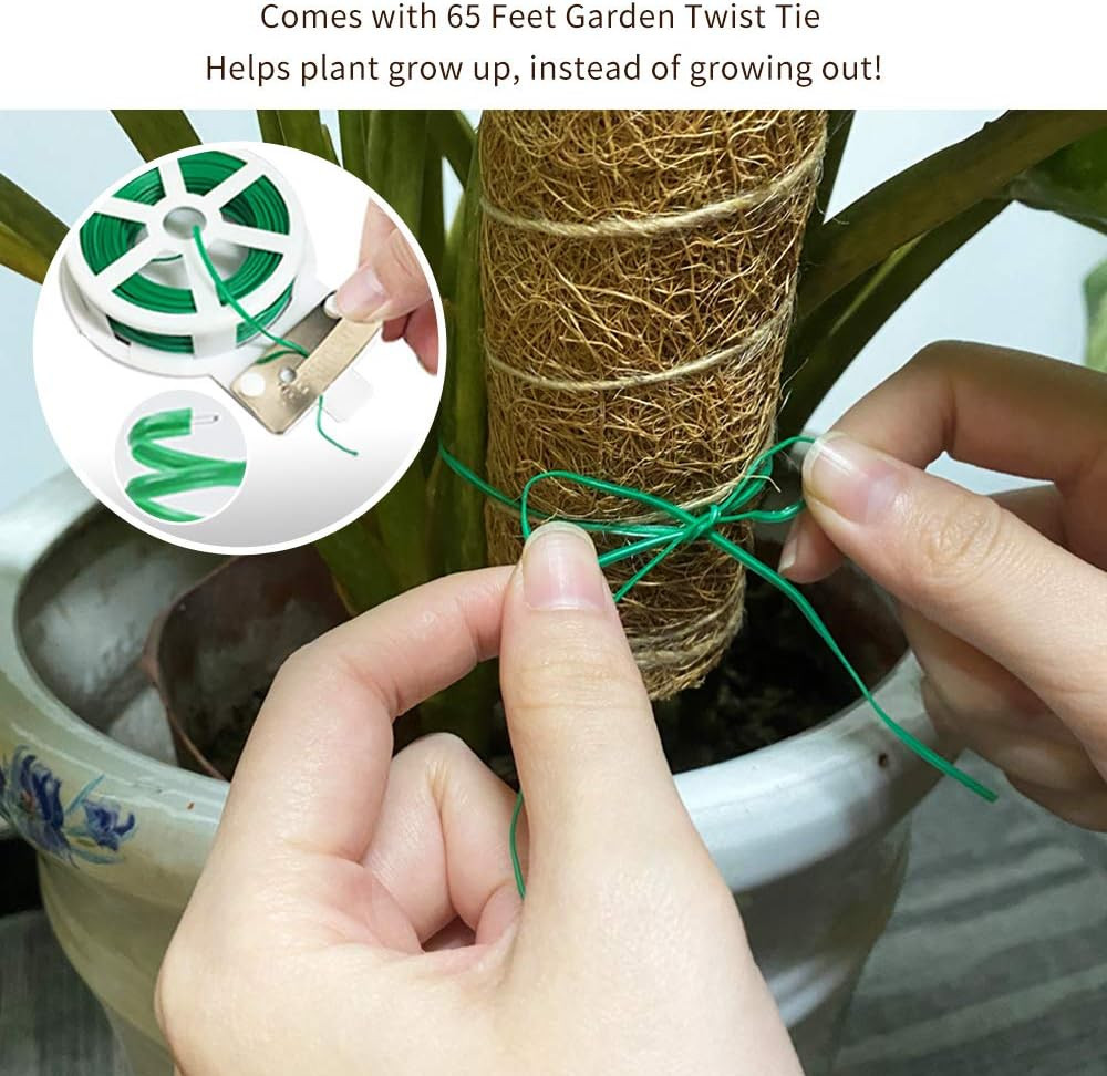 30 Inch Moss Pole for Climbing Plants - 2 Pack 15 Inch Coir Totem Pole Plant Sup