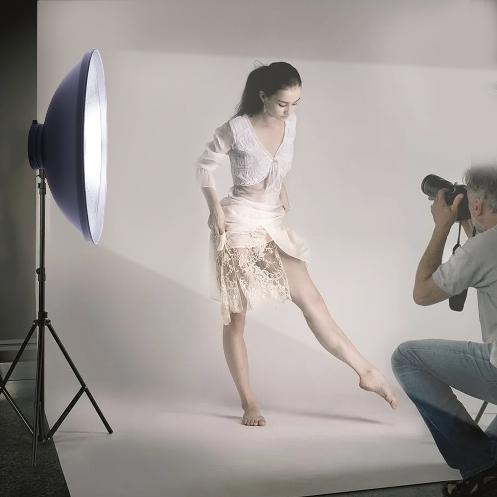 Studio Reflector 16" Beauty Dish Standard Bowens Mount Flash Head Strobe Mount|
