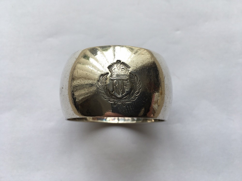 C1930s-40s VINTAGE ROYAL AIR FORCE MAPPIN&WEBB SILVER PLATED MESS NAPKIN RING