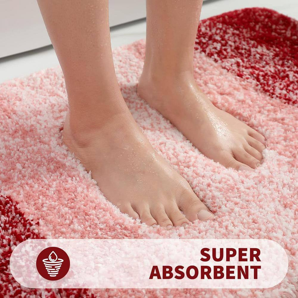 36"X24" Red Stripe Microfiber Rectangular Shaggy Bath Rugs