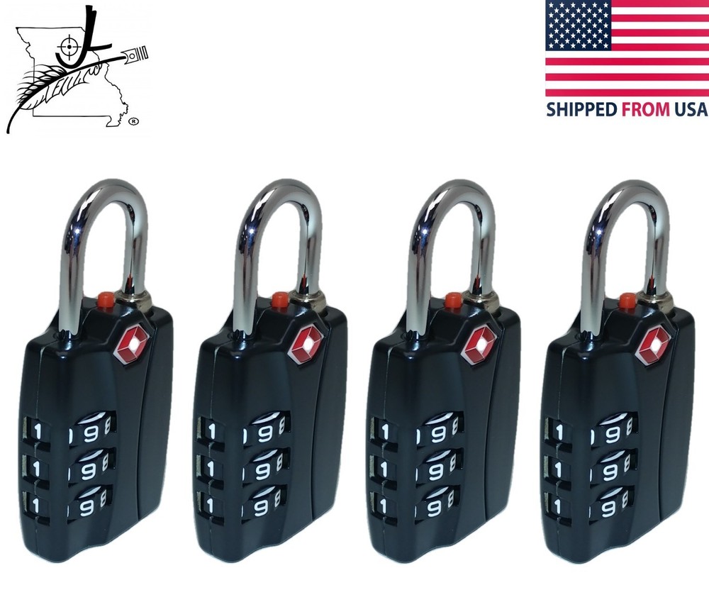 4x Resetable 3 Number Combination TSA Open Alert Indicator Luggage Locks Small