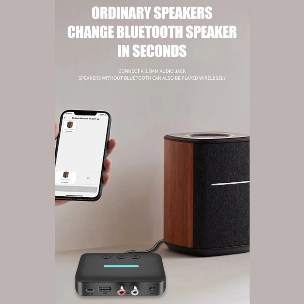 Wireless Bluetooth Audio Receiver 5.3 with RCA Output and AUX for Car Stereo