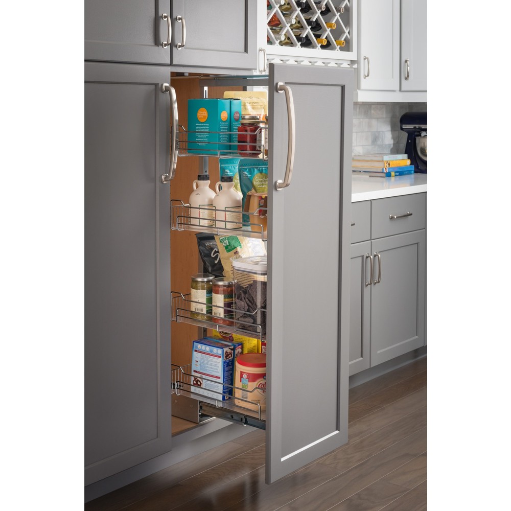 15" Wide 63" Tall Chrome Wire Soft-close Pantry Pullout