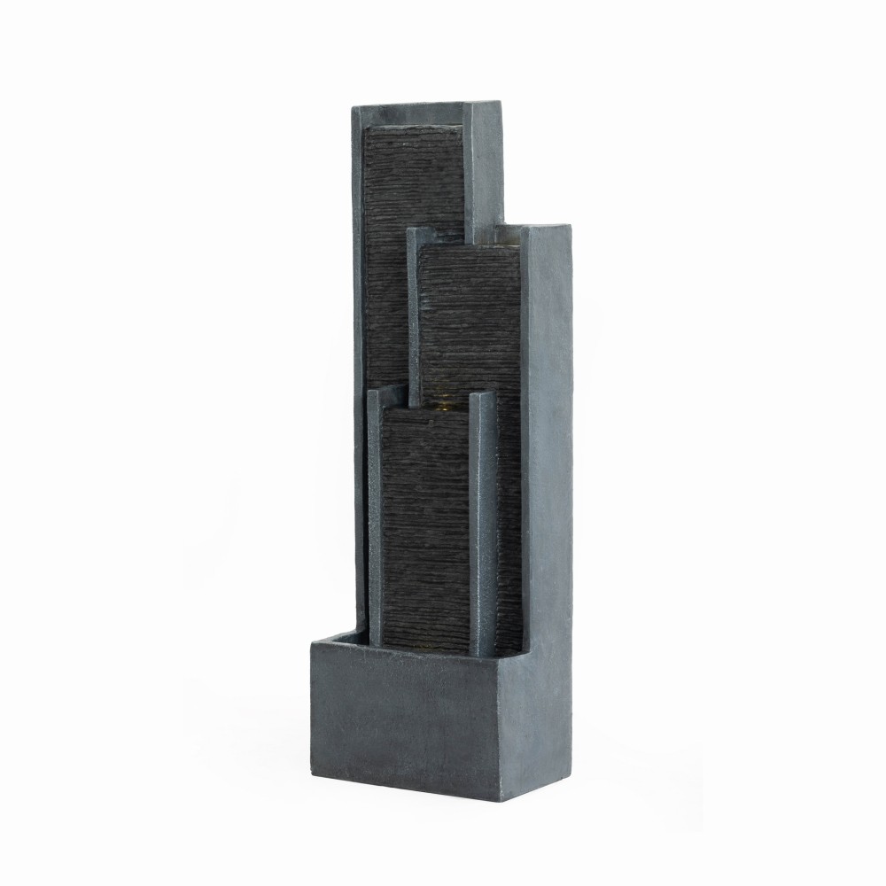 40 Inch Modern Outdoor Water Fountain Floor Standing Cascading Waterfall