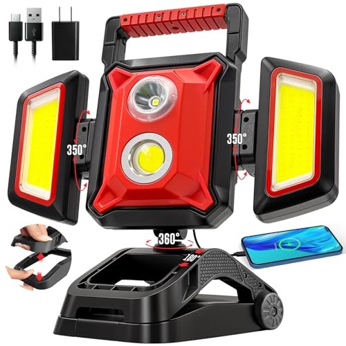 40W Rechargeable Work Light, 4000LM Magnetic Work Light, Foldable&360°