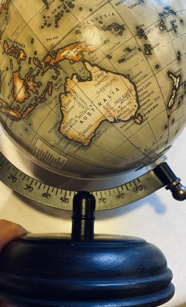 Tabletop Round Globe On Metal Base Rotating Earth Educational Decor