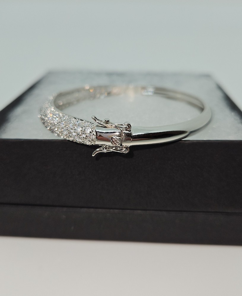 Sterling Silver Pave Setting Bangle bracelet