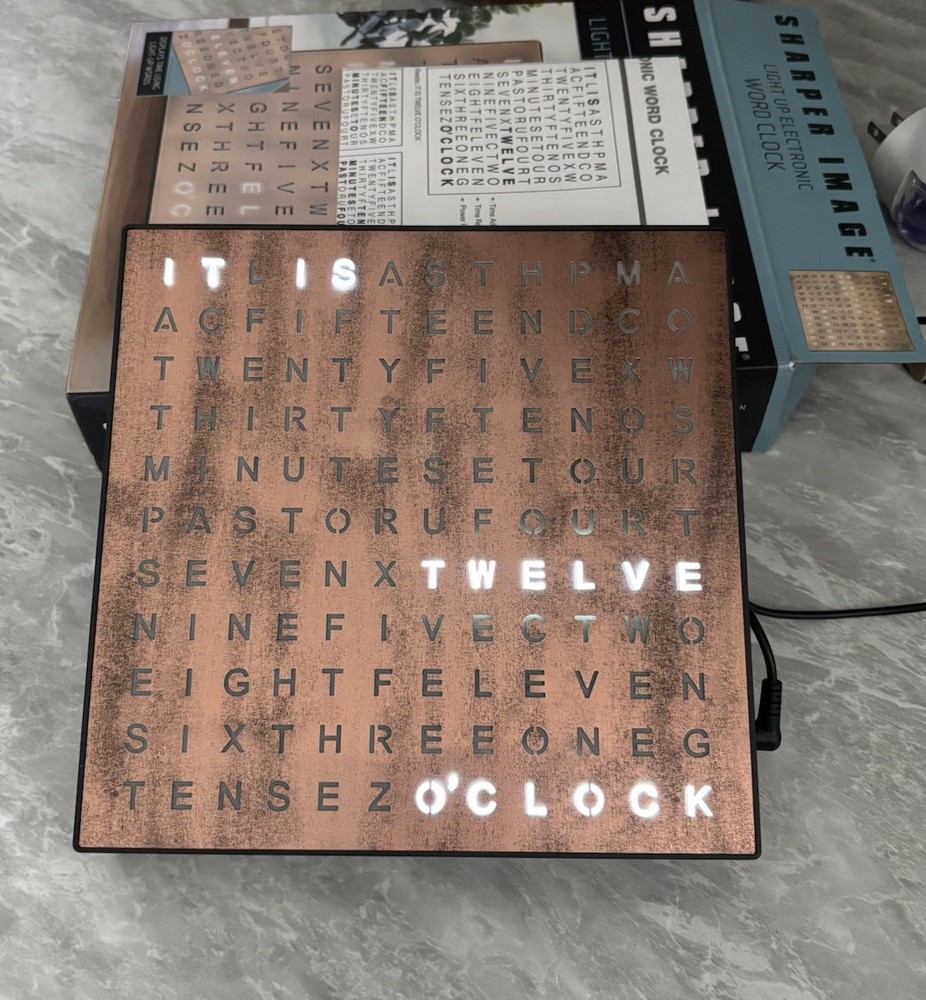 Sharper Image LED Word Clock Pro Copper Finish Works
