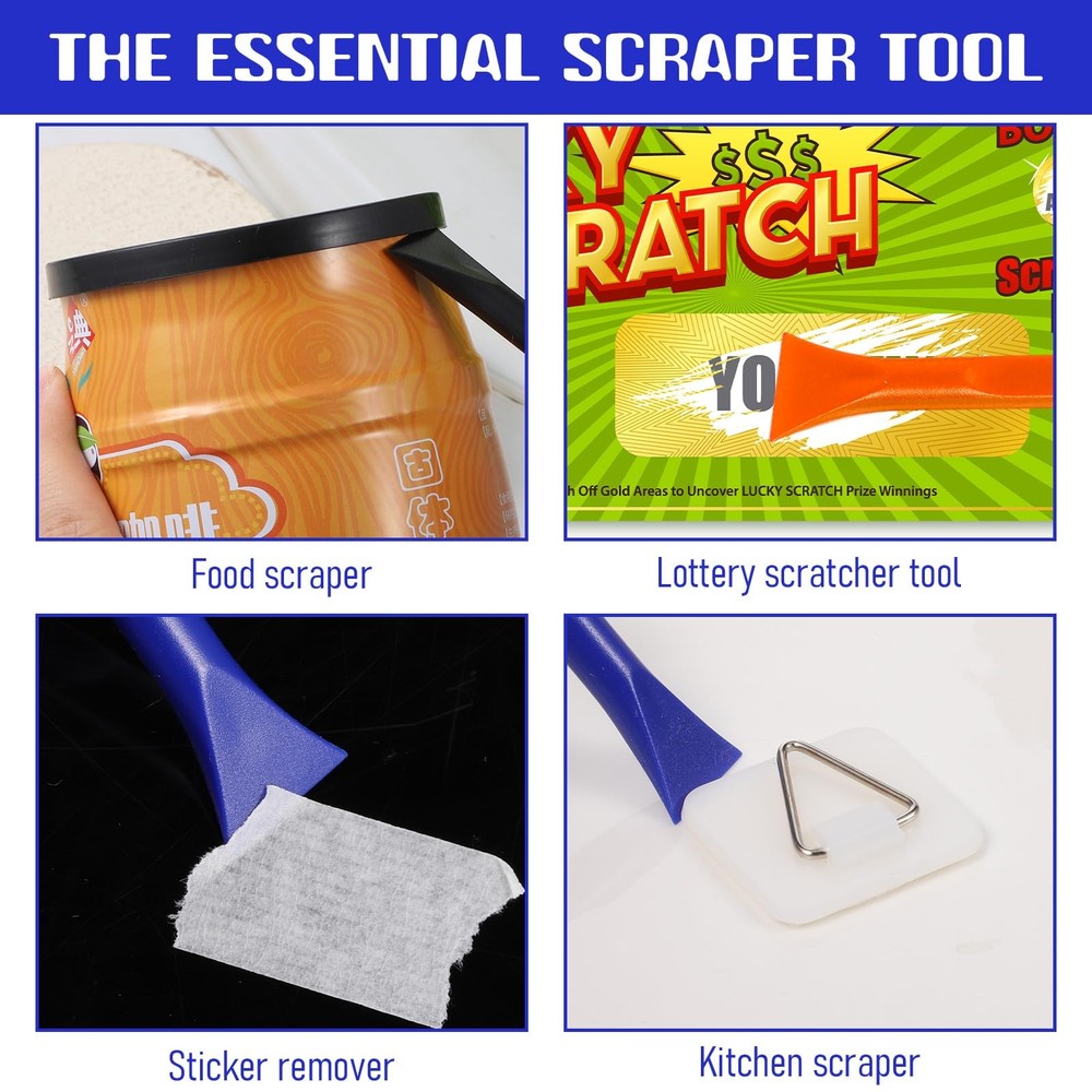 12 PCS Plastic Scraper Non Scratch Scrapers Cleaning Tool MultiPurpose Label ...