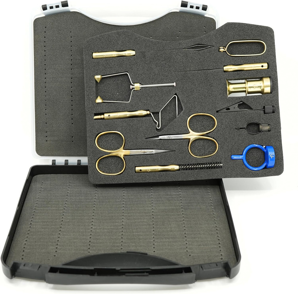 Kingfisher Fly Tying Comprehensive Tool Kit, with Case, Scissors, Bobbin, Bodkin