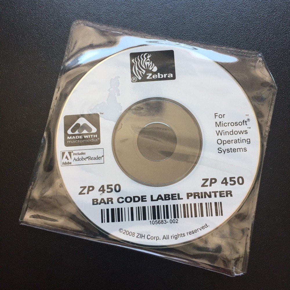 Zebra ZP450 Thermal Label Printer Windows Driver Disk 105683-002
