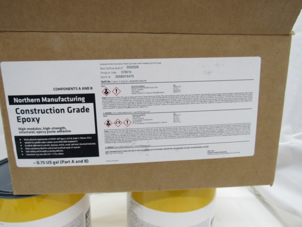 Construction Grade Epoxy paste adhesive Northern MFG 579215 components A B