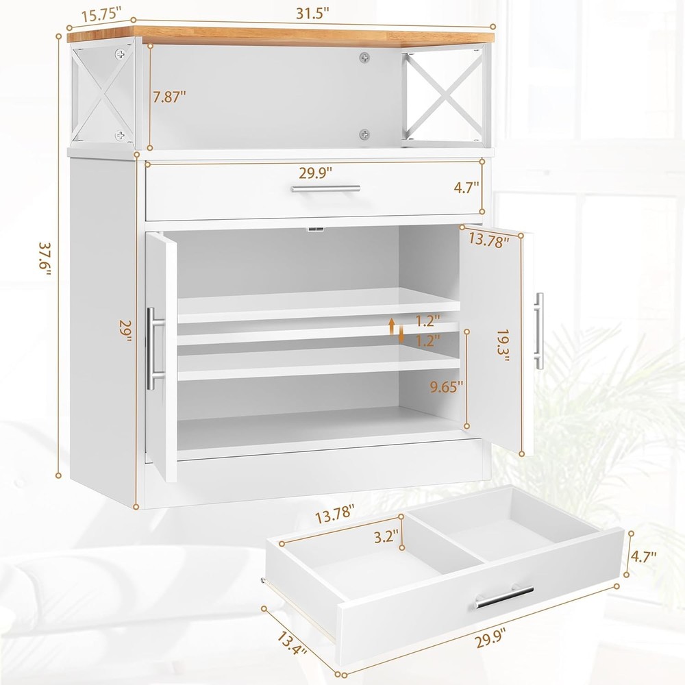 Kitchen Buffet Cabinet Storage W/ Adjustable Shelf Modern Kitchen