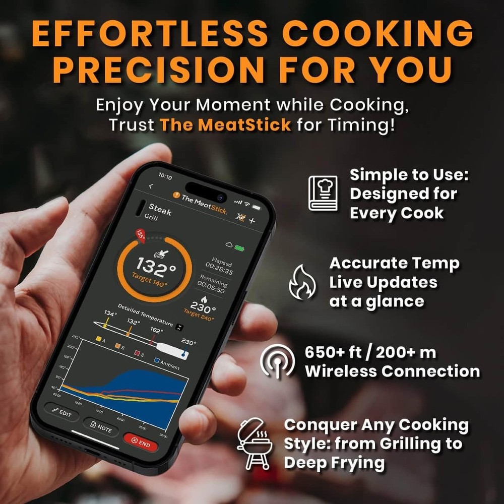 MeatStick BBQ & Kitchen 2.0 Bundle [2-Probe/Unlimited Range] | Quad Sensors S...