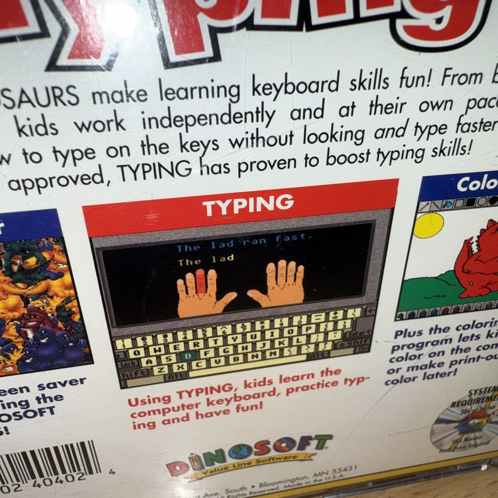Typing CD ROM Dinosoft Case, Booklet And Working CD