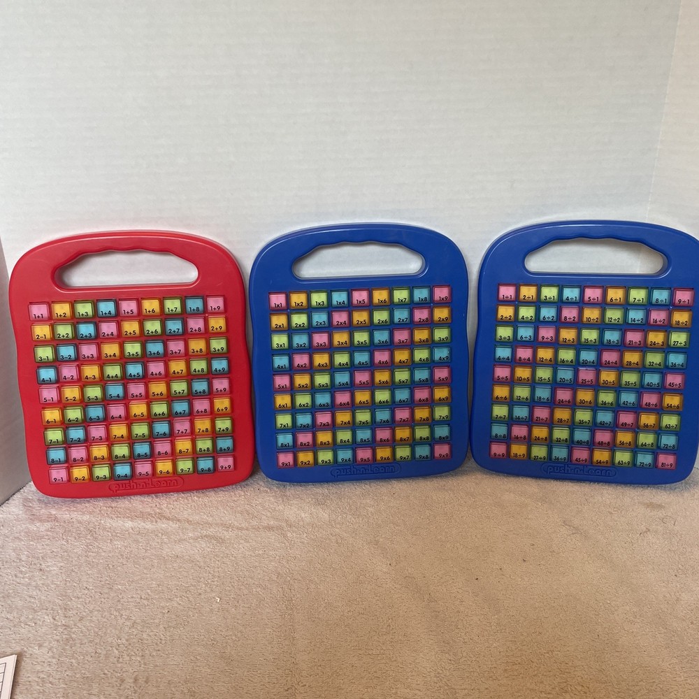 Push-n-Learn  math Tables Plastic Educational Math Toy Vtg Red