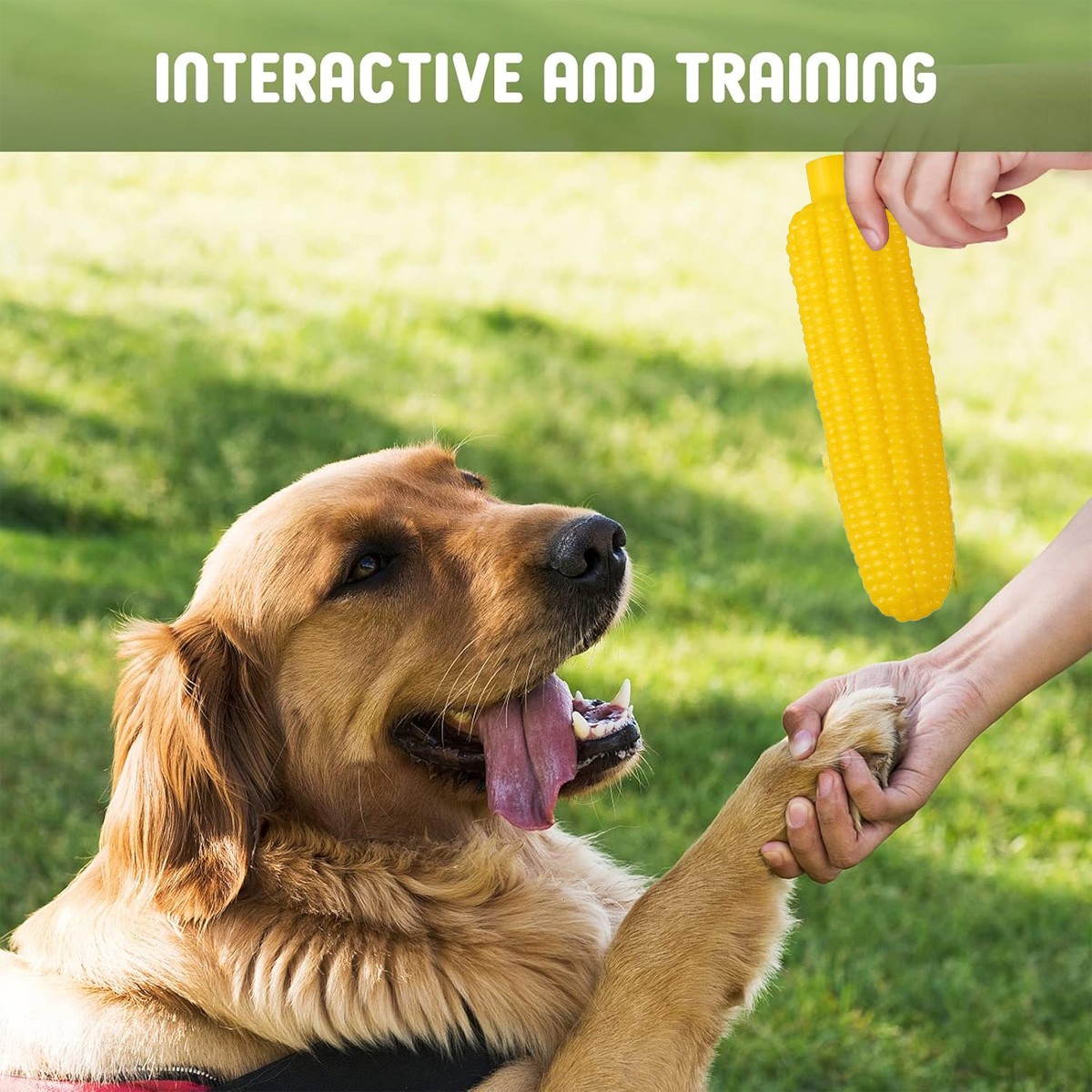 Durable Indestructible Dog Chew Toy - Squeaky Corn Stick for Aggressive Chewers