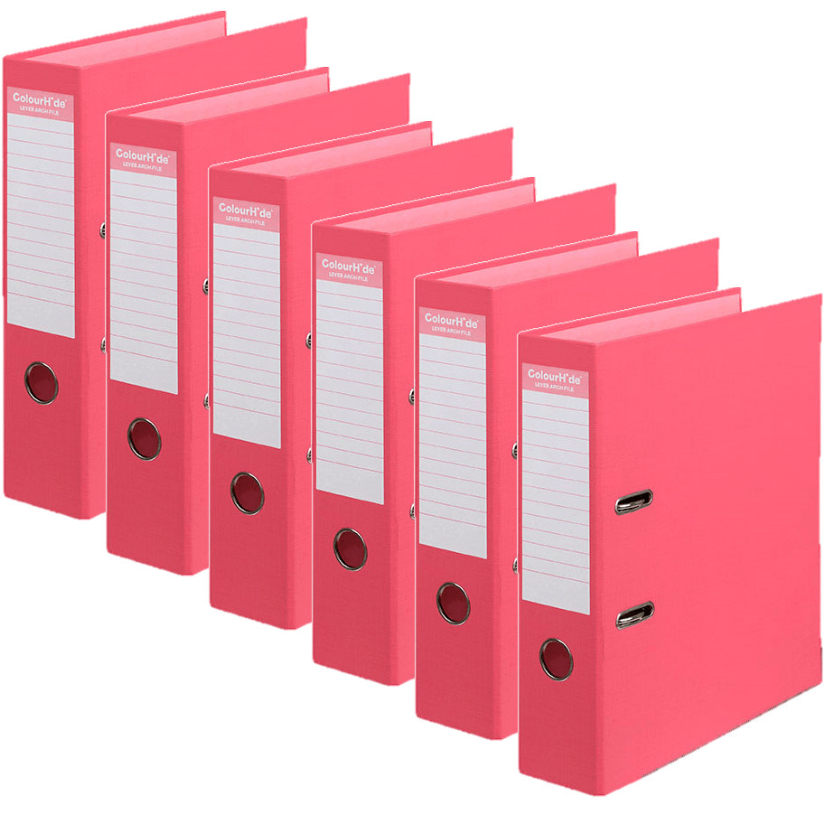 NEW 6x Colourhide Lever Arch File Folder A4 Watermelon Red Pack Filing BULK