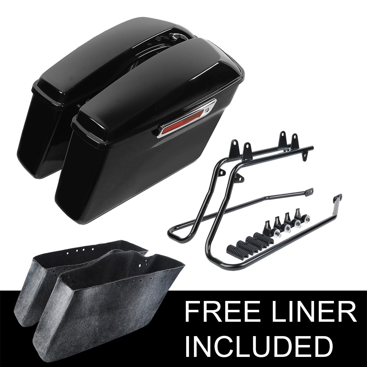 Hard Saddlebags Saddle Bags W/Conversion Brackets For Harley Softail Fatboy FLST