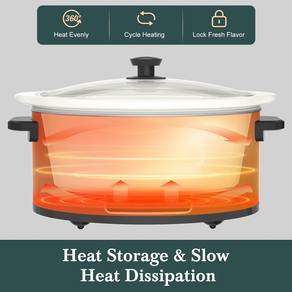 8-Quart Programmable Slow Cooker with Timer Keep Warm - Small Kitchen Applian...