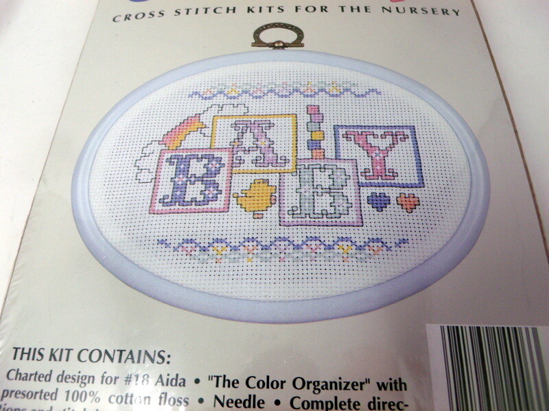 JCA Cuddle Ups BABY BLOCKS Counted Cross Stitch Kit w/Frame
