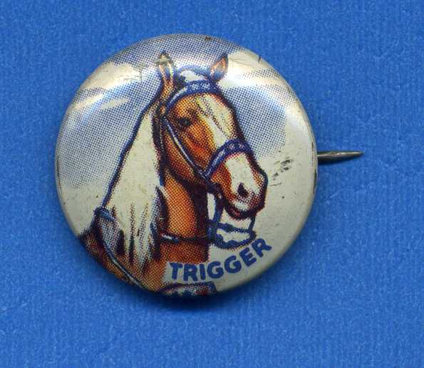 1953 Post Cereal Roy Rogers Premium Pinback Button TRIGGER