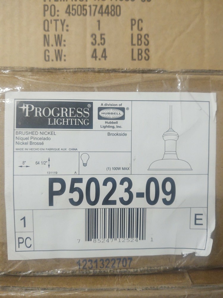 Progress Lighting Brookside Brushed Nickel Single Light 8"W Mini Pendant P5023