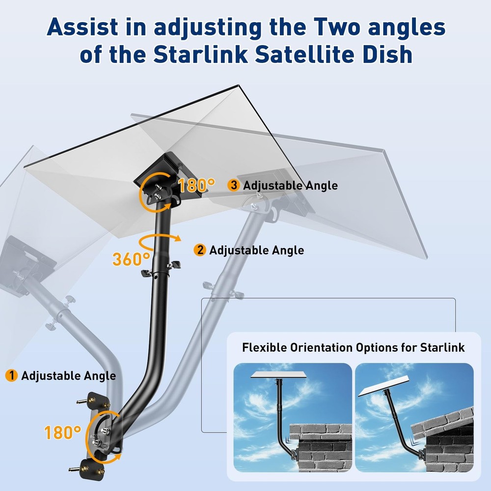 Starlink Gen 3 Mount, Lengthening 360Â° Adjustable Starlink Mounting Kit