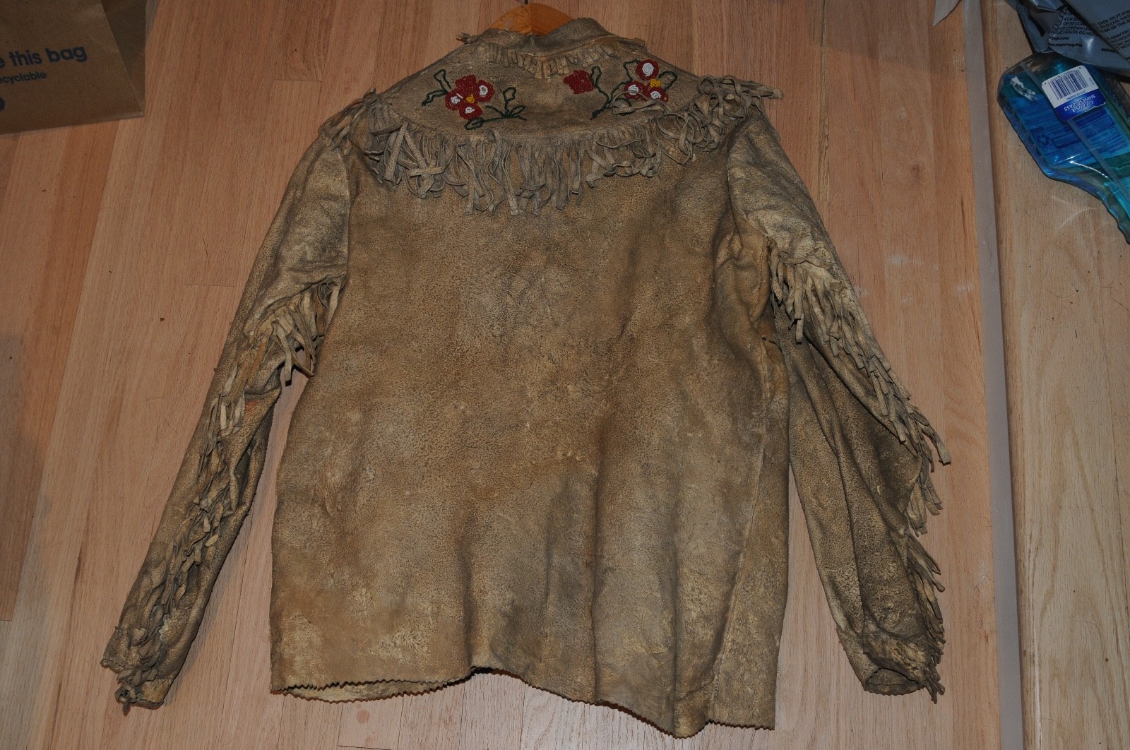Early Vintage Native American Deer Skin Buck Skin Beaded Shirt and Pants Old****