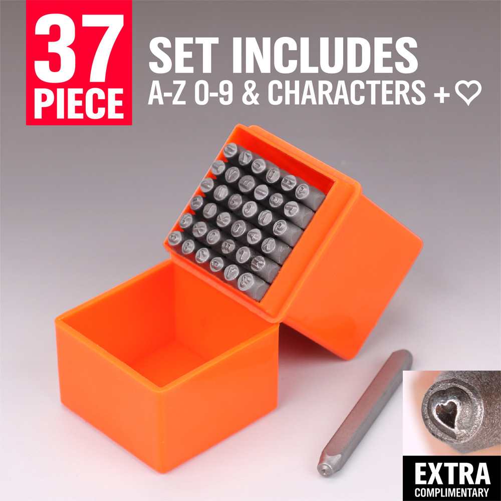 37 pc 1/8 in Steel Metal Punch Letter & Number Stamp Kit Set
