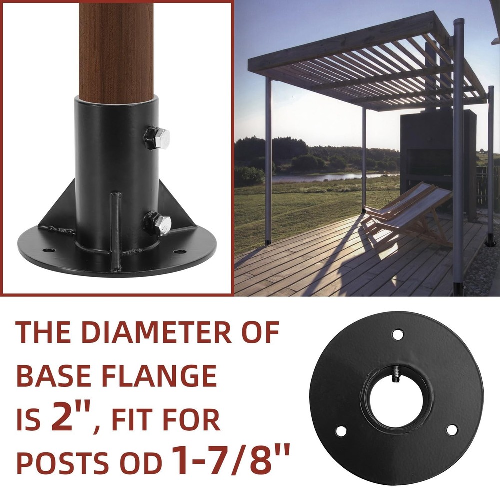 4Pcs Round Posts Base Bracket 2" Base Flange Chain Link Fence Heavy Solid Pol...