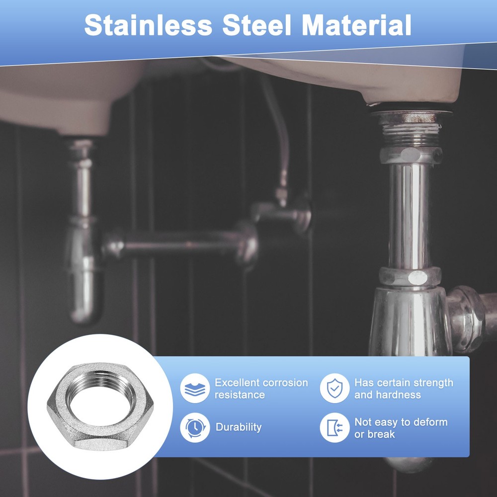 2-Pack Cast Pipe Fitting Hex Locknut, G3/8 Female Thread Hex Locking Nut